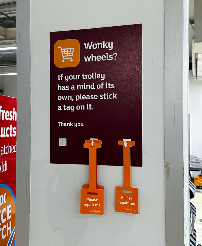 UK Supermarket Has A Tag You Can Add For Carts With Wonky Wheels