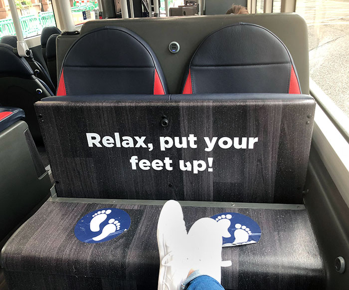 Foldable Bus Seats So That You Could Rest Your Legs And The Seats Won't Get Dirty