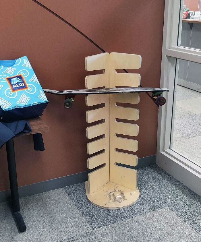 The High School I Delivered To Has A Skateboard Parking Space In The Office
