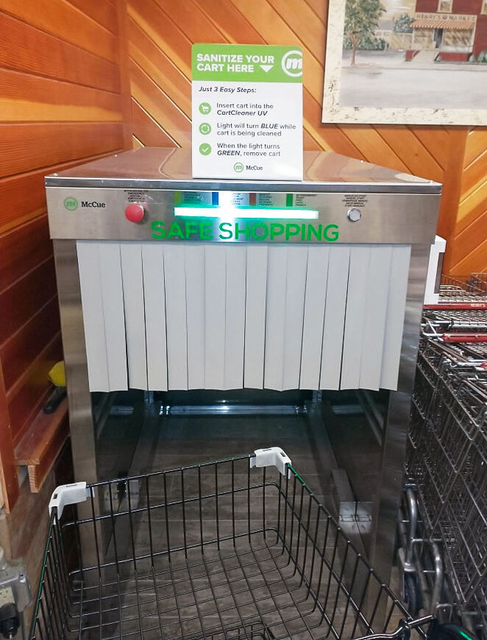 Shopping Cart Sanitizing Machine At A Local Grocery Store