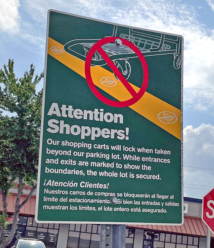 Shopping Carts With Anti-Theft Measures At A National Grocery Chain