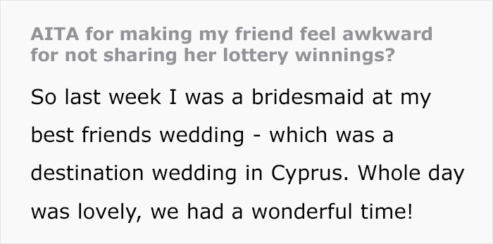 Lottery Win Turns Sour After Friend Asks How Much They’ll Be Giving Away To Newlyweds