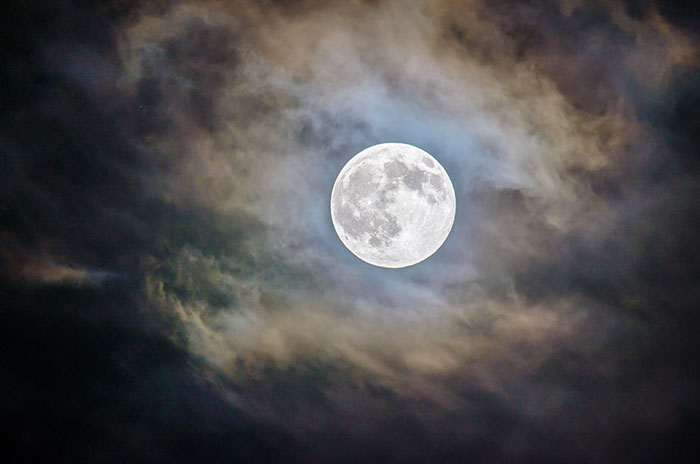 Full moon with clouds at night