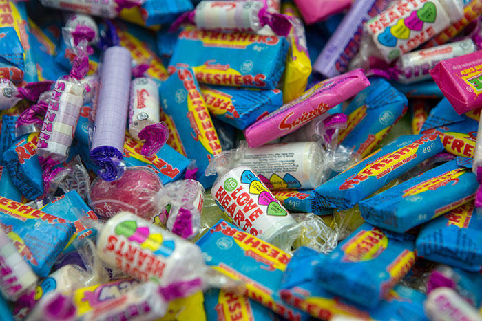 Colorful candies with gum