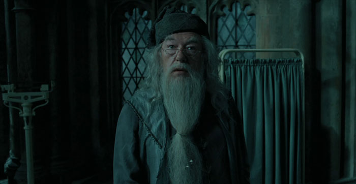 Albus Dumbledore looking at something