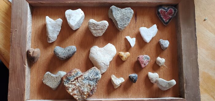 Rock Hearts, When I Go For Walks, Where Ever I Am....i Am Always Checking For Heart Rocks. I Have Many More, I Just Need To Make A New Display For Them
