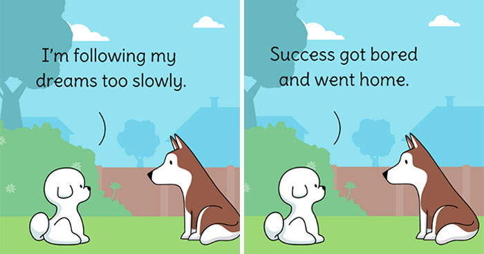 I Created 40 Humorous Comics Featuring A Dog Love Story