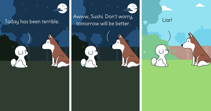 I Created 40 Humorous Comics Featuring A Dog Love Story | Bored Panda