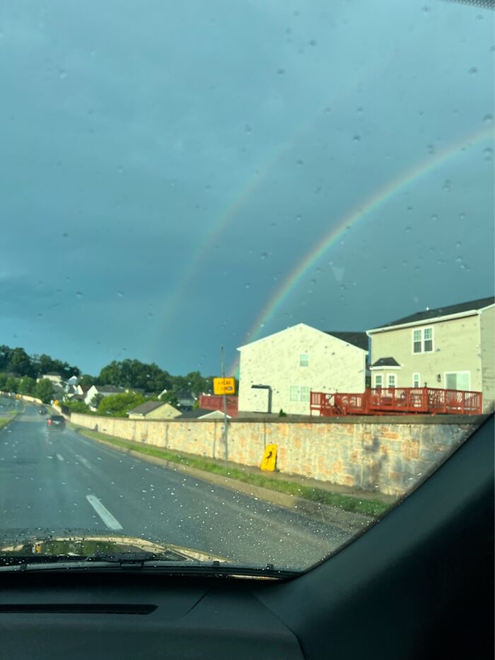 Just Arrived In Hometown And Get Greeted With Double Rainbows!!