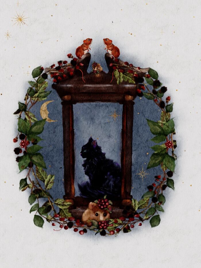 Hope It’s Ok Since My Two Lions Are Ginger And Tabby So Painting I Did Of Black Cat