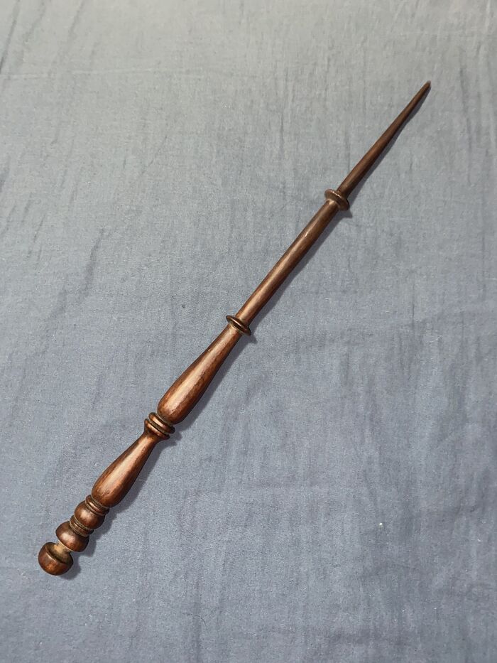 I Have 17 Harry Potter Wands, But This Is The Jewel Of My Collection: Completely Unique, Solid Rosewood Wand I Got At An Art Fair