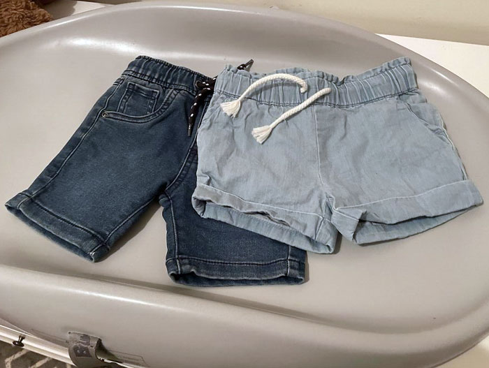 The Difference In Length For Baby Boy Shorts vs. Baby Girl Shorts. Both Size 1