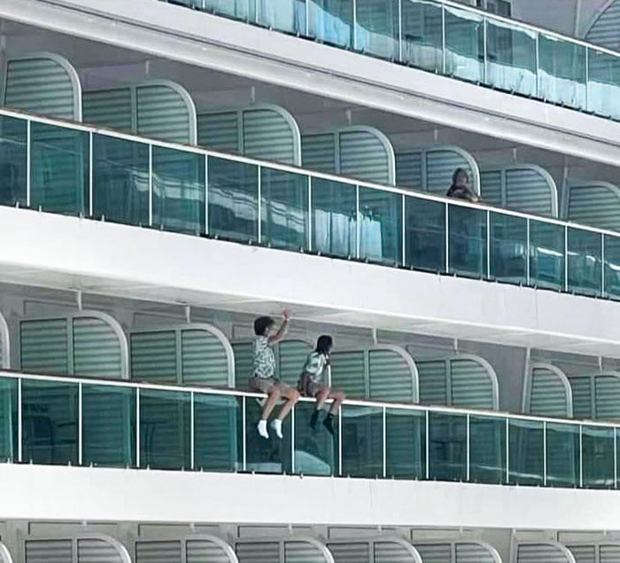 Mommy Letting Her Children Sit On The Edge Of The Cruise Ship's Balcony During Crossing. She Got Removed From The Cruise And Claimed She Was Being Victimised