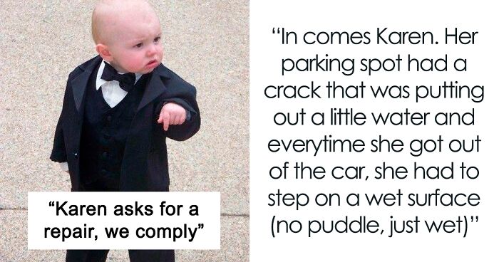 Karen Demands To Have The Crack In Her Parking Spot Filled Now, The Workers Maliciously Comply
