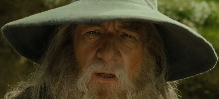 Gandalf at Bilbo's birthday party