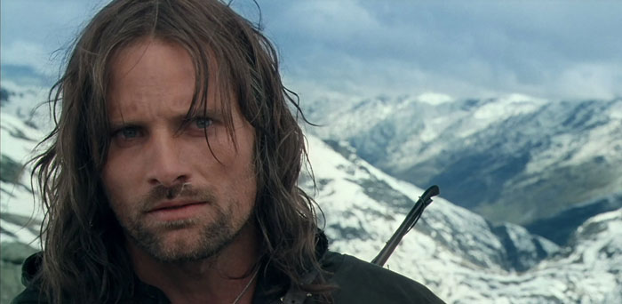 Aragorn on the mountains background