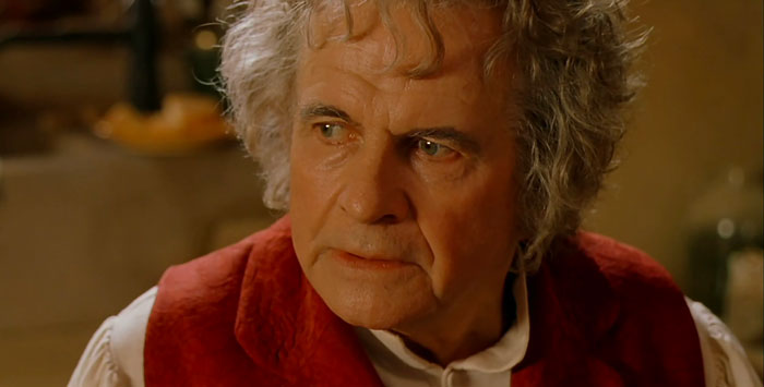 Bilbo Baggins looking into the distance