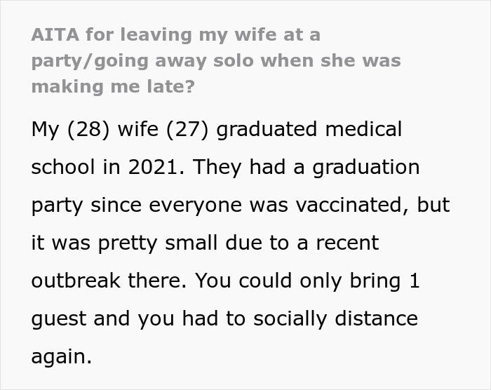 Husband Tells Wife They Need To Leave The Party To Catch A Flight But Gets Ignored, Leaves Alone
