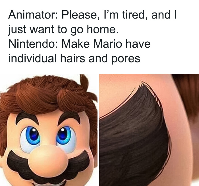 Mario's hair and mustaches