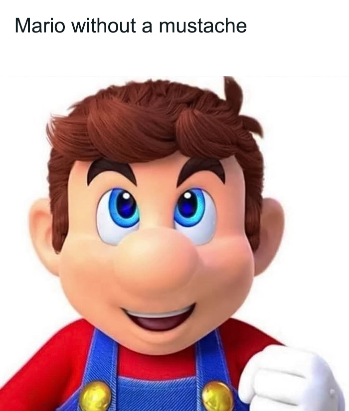 Mario without a mustache