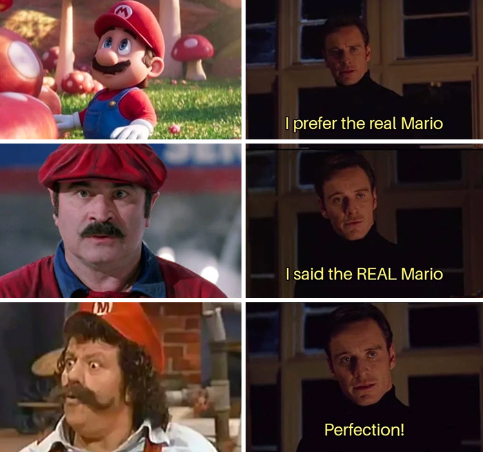 Cartoon Mario and Mario character in reality