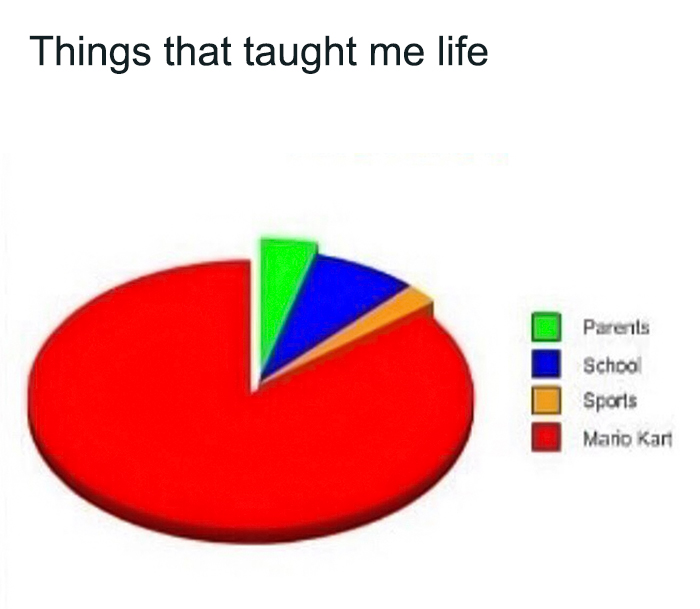 Statistical pie showing things that taught life