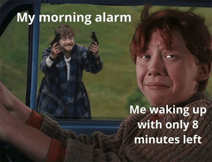 Harry Potter morning alarm meme