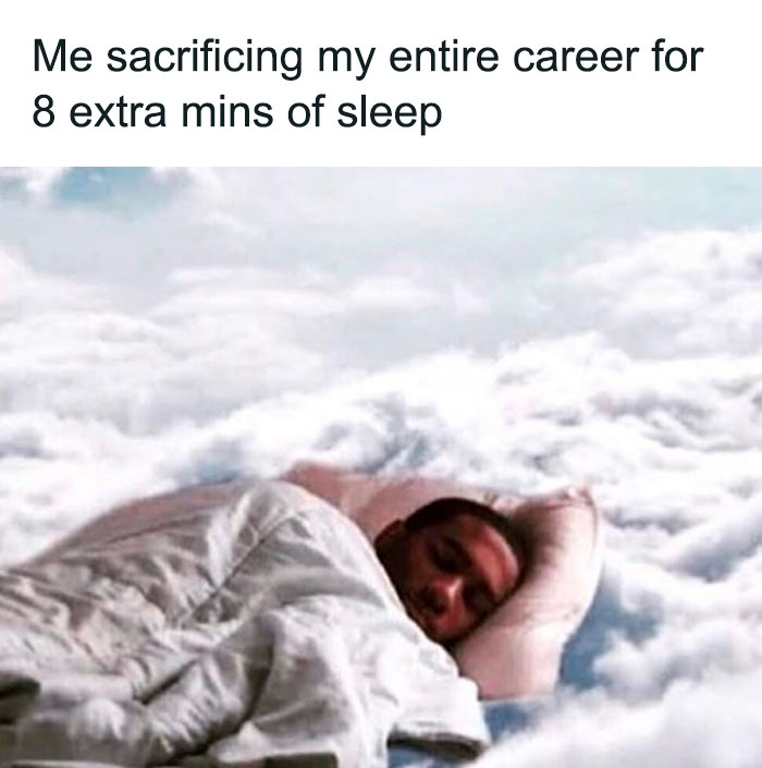 Sacrificing career for sleep meme