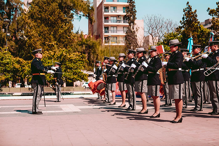 Military orchestra performs a piece of music