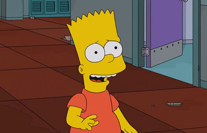 Bart Simpson wearing red shirt