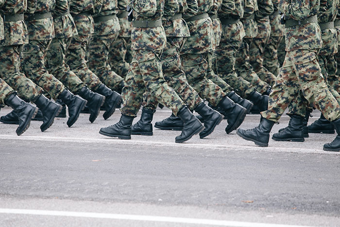 Soldiers walking in synchrony
