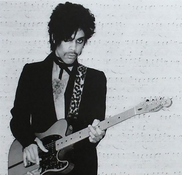 White and black portrait of Prince
