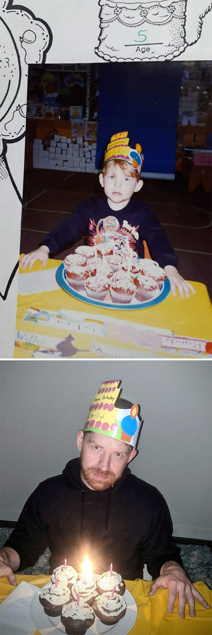 My Unhappy 5th Birthday In 1993, Recreated Today For My 34th