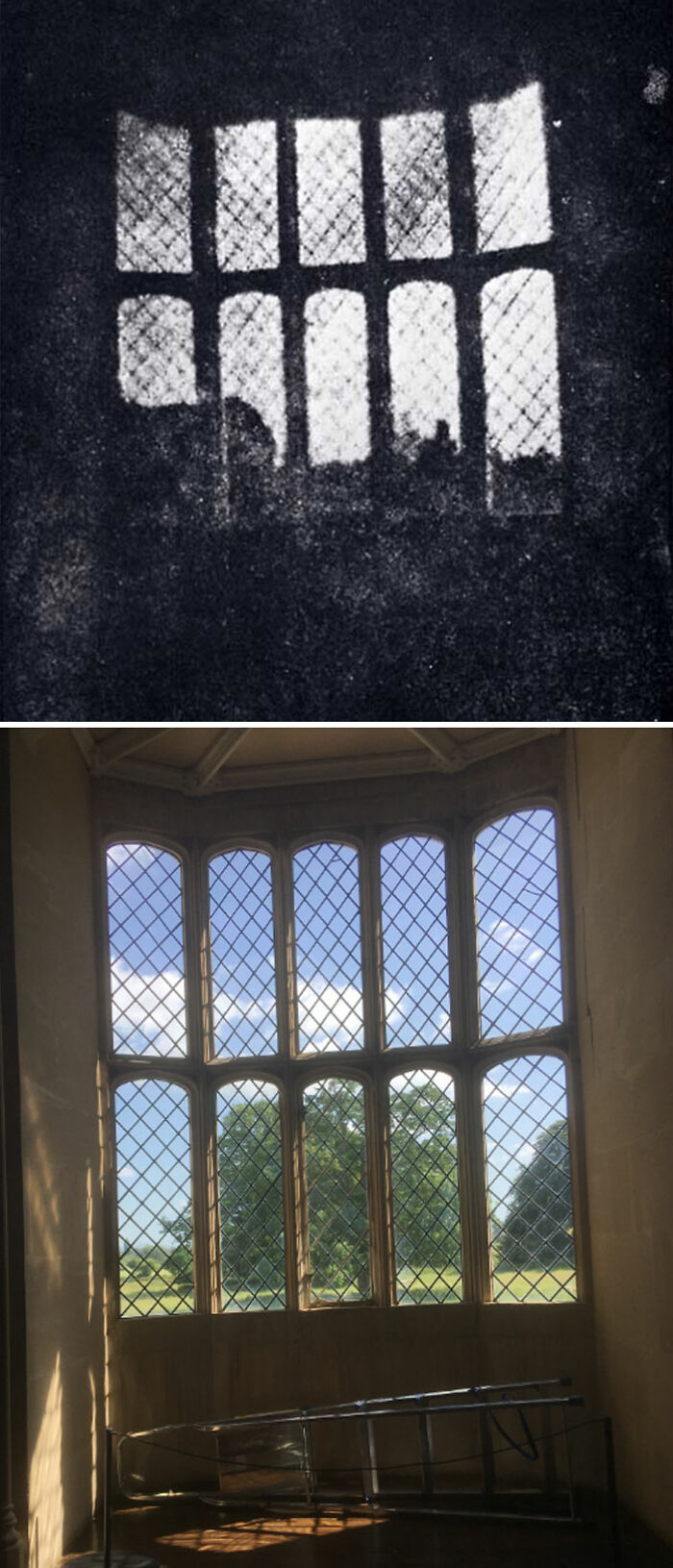 El negativo de una cámara más antiguo que existe, Abadía Lacock en Inglaterra, 1835 y 2022