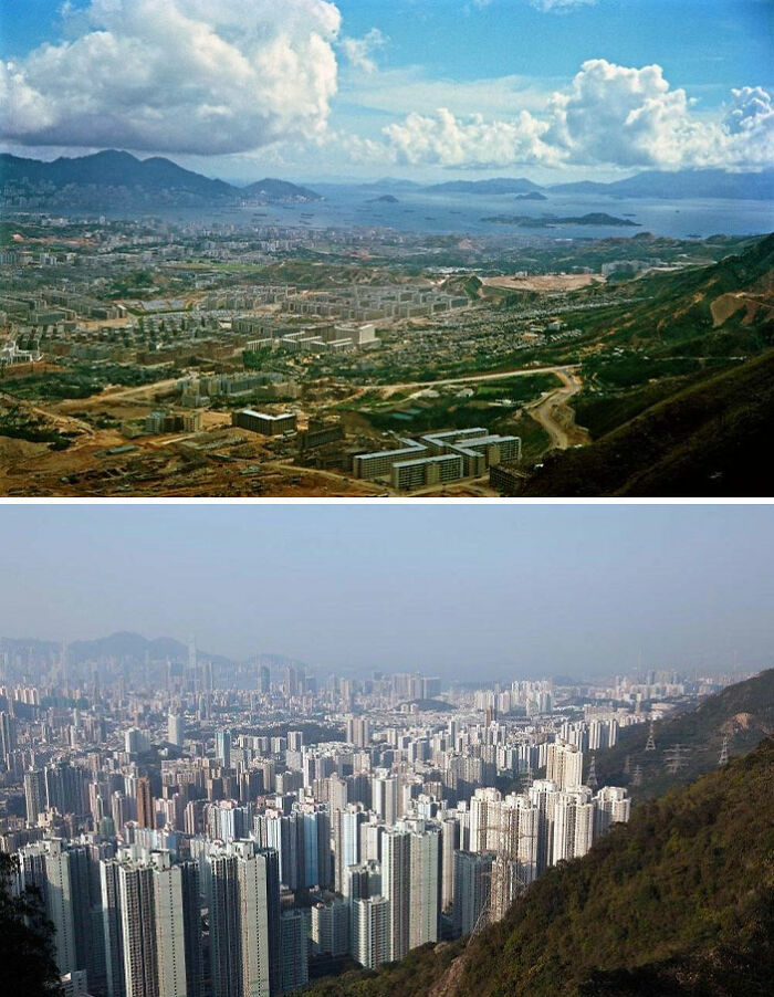 Las mismas vistas de Hong Kong en 1964 y 2016