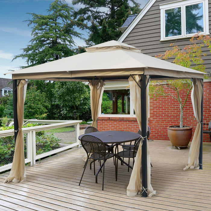 beige canopy on the patio