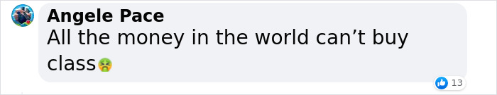 Comment expressing opinion on Bianca Censori's outfit, questioning class with money, followed by a nauseated face emoji. Comment expressing opinion on Bianca Censori's outfit, questioning class with money, followed by a nauseated face emoji.