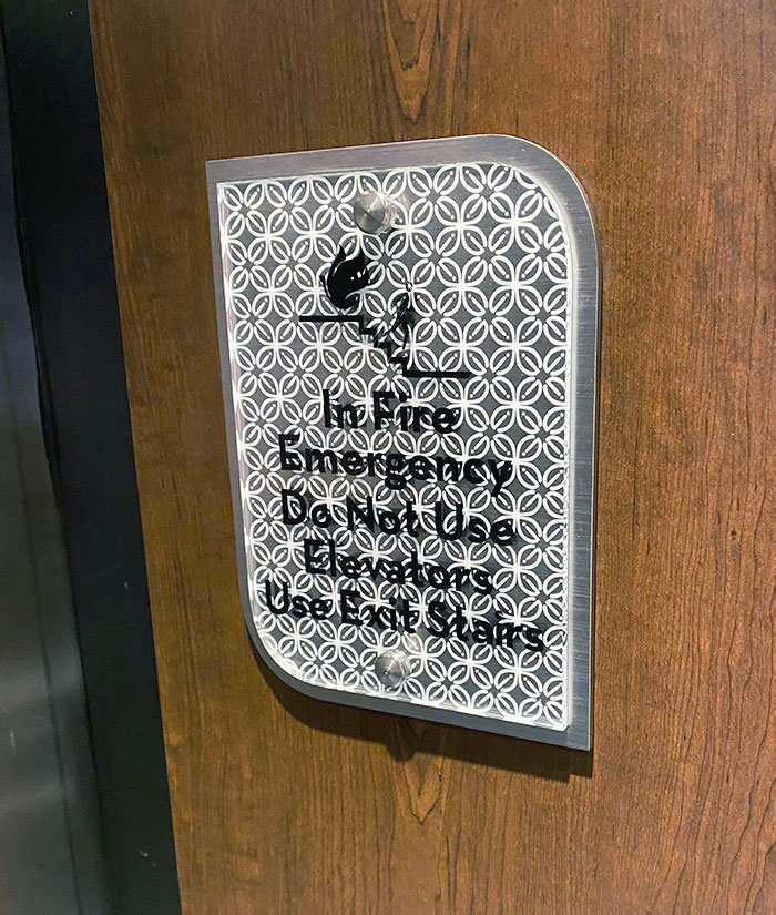 The Elevator Safety Placard In This Hotel