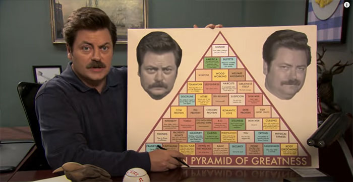 Ron Swanson explaining Pyramid of Greatness