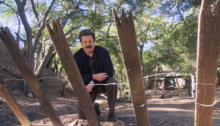 Ron Swanson protecting his cabin
