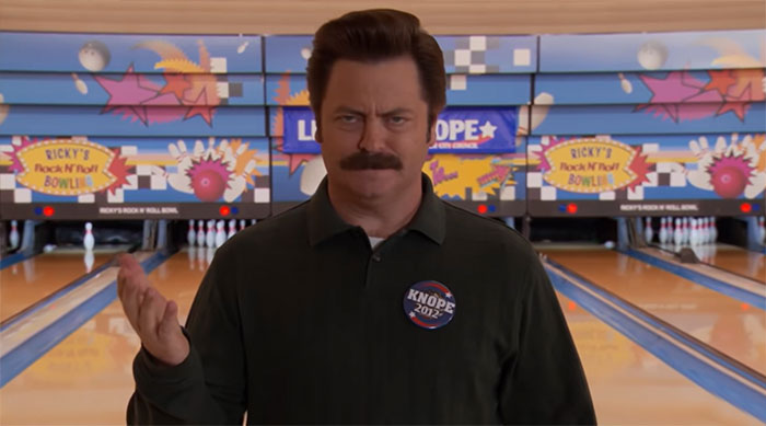 Ron Swanson teaching how to bowling