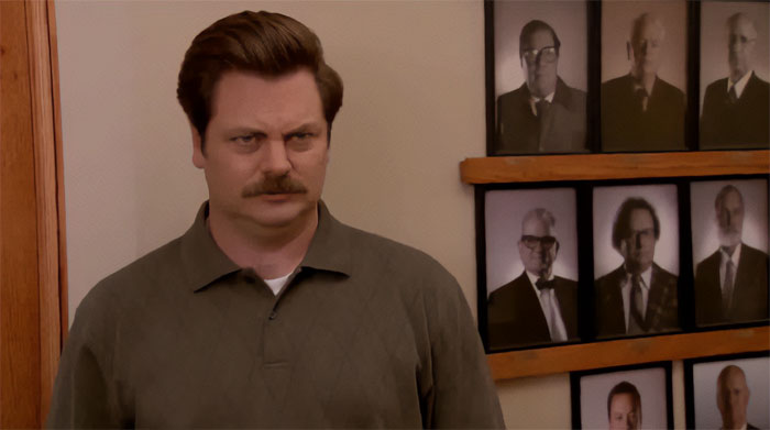 Ron Swanson looking angry