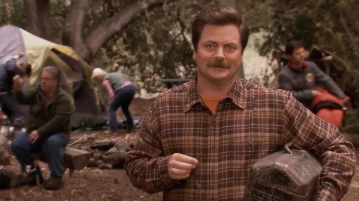 Ron Swanson camping