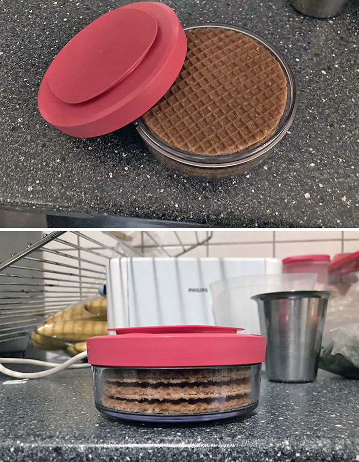 I Just Discovered That This Container Fits Exactly 4 Stroopwafels. Today Was A Good Day