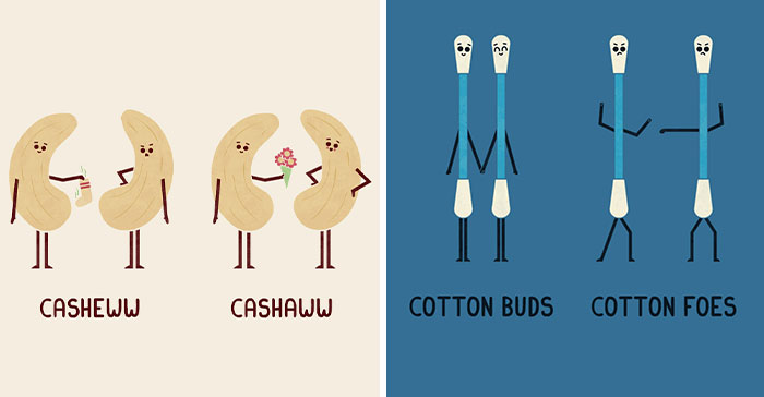 A Playful Twist Of Words: My Series Of 30 Punny Illustrations And Their Quirky Opposites