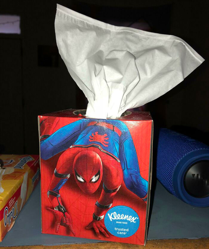 funny spiderman tissue box meme