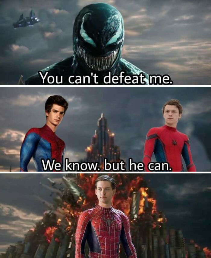 funny venom and spiderman meme