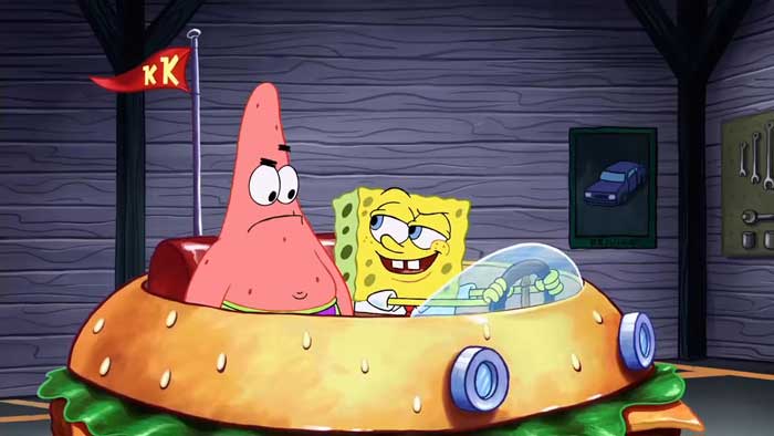 Patrick and spongebob in the Patty Mobile