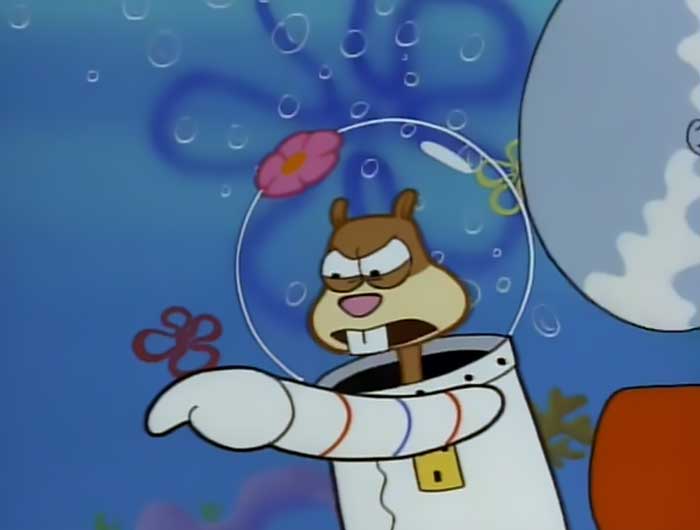 Sandy Cheeks looking very angry