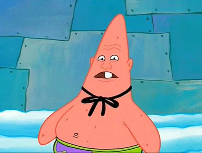 Patrick star looking like a conehead